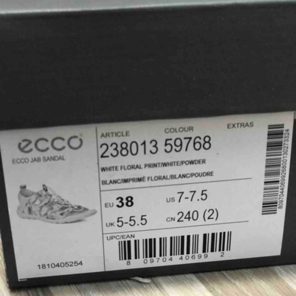 NWT ECCO Jab Toggle Sandal White Floral Leather - Picture 8 of 8